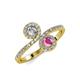 4 - Kevia Diamond and Pink Sapphire with Side Diamonds Bypass Ring 