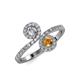 4 - Kevia Diamond and Citrine with Side Diamonds Bypass Ring 