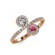 4 - Kevia Diamond and Rhodolite Garnet with Side Diamonds Bypass Ring 