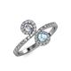 4 - Kevia Diamond and Aquamarine with Side Diamonds Bypass Ring 
