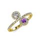 4 - Kevia Diamond and Amethyst with Side Diamonds Bypass Ring 