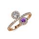 4 - Kevia Diamond and Amethyst with Side Diamonds Bypass Ring 