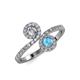 4 - Kevia Diamond and Blue Topaz with Side Diamonds Bypass Ring 