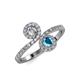 4 - Kevia Diamond and London Blue Topaz with Side Diamonds Bypass Ring 