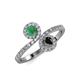 4 - Kevia Emerald and Black Diamond with Side Diamonds Bypass Ring 