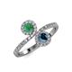 4 - Kevia Emerald and Blue Diamond with Side Diamonds Bypass Ring 