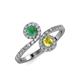 4 - Kevia Emerald and Yellow Diamond with Side Diamonds Bypass Ring 