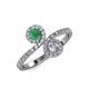 4 - Kevia Emerald and Diamond with Side Diamonds Bypass Ring 