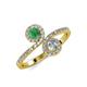 4 - Kevia Emerald and Diamond with Side Diamonds Bypass Ring 