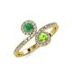 4 - Kevia Emerald and Peridot with Side Diamonds Bypass Ring 