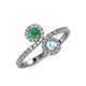 4 - Kevia Emerald and Aquamarine with Side Diamonds Bypass Ring 