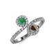 4 - Kevia Emerald and Smoky Quartz with Side Diamonds Bypass Ring 