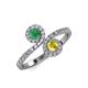 4 - Kevia Emerald and Yellow Sapphire with Side Diamonds Bypass Ring 