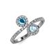 4 - Kevia London Blue Topaz and Aquamarine with Side Diamonds Bypass Ring 