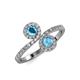 4 - Kevia London Blue Topaz and Blue Topaz with Side Diamonds Bypass Ring 