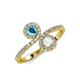 4 - Kevia London Blue Topaz and White Sapphire with Side Diamonds Bypass Ring 