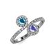 4 - Kevia London Blue Topaz and Tanzanite with Side Diamonds Bypass Ring 
