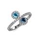 4 - Kevia London Blue Topaz and Blue Diamond with Side Diamonds Bypass Ring 