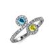 4 - Kevia London Blue Topaz and Yellow Diamond with Side Diamonds Bypass Ring 