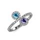 4 - Kevia London Blue Topaz and Iolite with Side Diamonds Bypass Ring 
