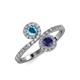 4 - Kevia London Blue Topaz and Blue Sapphire with Side Diamonds Bypass Ring 