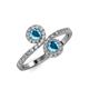 4 - Kevia London Blue Topaz with Side Diamonds Bypass Ring 