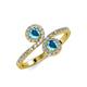 4 - Kevia London Blue Topaz with Side Diamonds Bypass Ring 