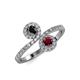 4 - Kevia Black Diamond and Ruby with Side Diamonds Bypass Ring 