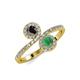 4 - Kevia Black Diamond and Emerald with Side Diamonds Bypass Ring 