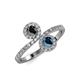 4 - Kevia Black and Blue Diamond with Side Diamonds Bypass Ring 