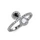 4 - Kevia Black Diamond and White Sapphire with Side Diamonds Bypass Ring 