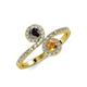 4 - Kevia Black Diamond and Citrine with Side Diamonds Bypass Ring 
