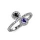 4 - Kevia Black Diamond and Iolite with Side Diamonds Bypass Ring 