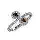 4 - Kevia Black Diamond and Smoky Quartz with Side Diamonds Bypass Ring 