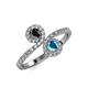4 - Kevia Black Diamond and London Blue Topaz with Side Diamonds Bypass Ring 