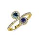4 - Kevia Blue Diamond and Blue Sapphire with Side Diamonds Bypass Ring 