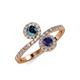 4 - Kevia Blue Diamond and Blue Sapphire with Side Diamonds Bypass Ring 
