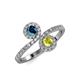 4 - Kevia Blue and Yellow Diamond with Side Diamonds Bypass Ring 