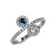 4 - Kevia Blue and White Diamond with Side Diamonds Bypass Ring 