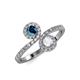 4 - Kevia Blue Diamond and White Sapphire with Side Diamonds Bypass Ring 