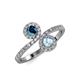 4 - Kevia Blue Diamond and Aquamarine with Side Diamonds Bypass Ring 