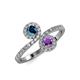 4 - Kevia Blue Diamond and Amethyst with Side Diamonds Bypass Ring 