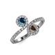 4 - Kevia Blue Diamond and Smoky Quartz with Side Diamonds Bypass Ring 