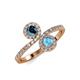 4 - Kevia Blue Diamond and Blue Topaz with Side Diamonds Bypass Ring 