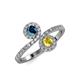 4 - Kevia Blue Diamond and Yellow Sapphire with Side Diamonds Bypass Ring 