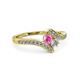 3 - Eleni Pink Sapphire and Diamond with Side Diamonds Bypass Ring 