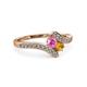 3 - Eleni Pink Sapphire and Citrine with Side Diamonds Bypass Ring 