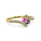 3 - Eleni Pink Sapphire and Iolite with Side Diamonds Bypass Ring 