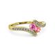 3 - Eleni Pink Sapphire and Pink Tourmaline with Side Diamonds Bypass Ring 