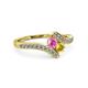 3 - Eleni Pink and Yellow Sapphire with Side Diamonds Bypass Ring 